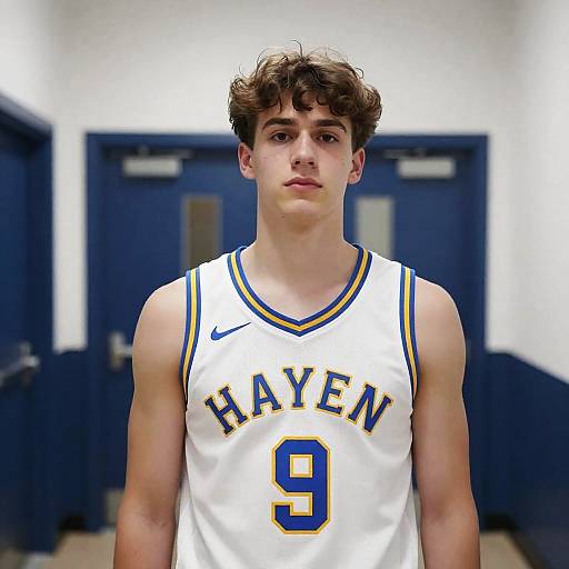 Young Man in Basketball Jersey Photo
