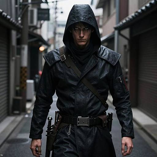 Manga-Style Assassin in Dark Alley