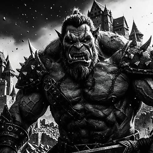 Orc Titan Destroying Castle