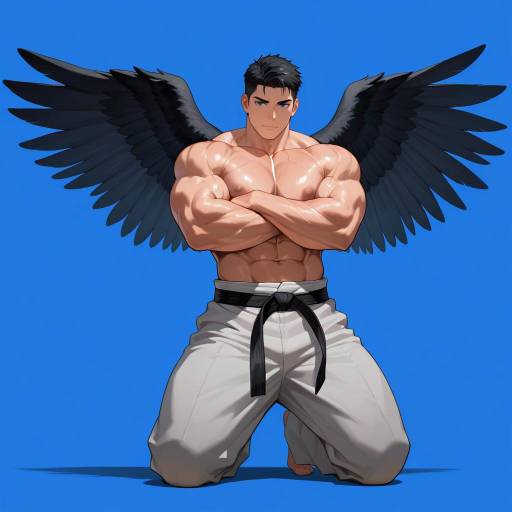Confident Muscular Male in Victory Stance Confident Muscular Male in Victory Stance