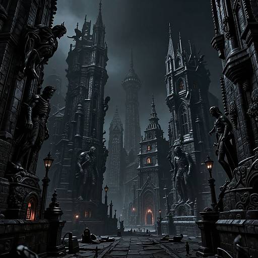 Eerie Gothic Underground Cityscape