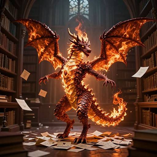 Dragon of Love Letters in Library