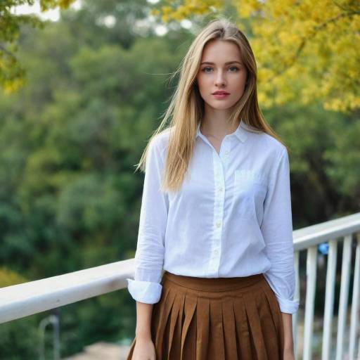 Young Woman in White Shirt and Brown Skirt Outdoors