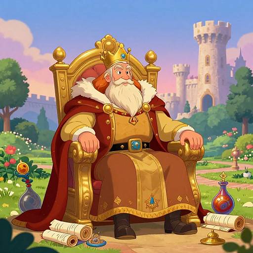 Wise Monarch on Ornate Throne