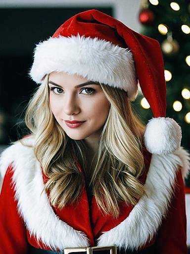 Blonde Woman in Santa Claus Costume