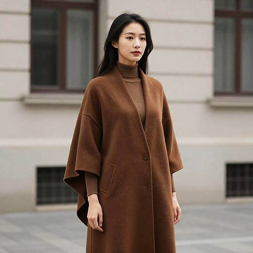 Woman in Brown Knitted Cape