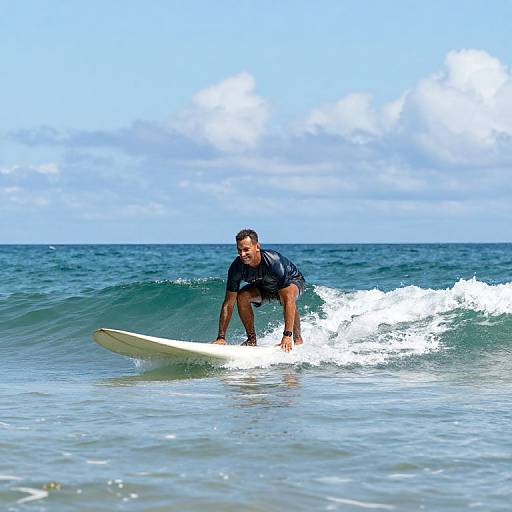 Relaxed Surfer Riding Calm Turquoise Wave