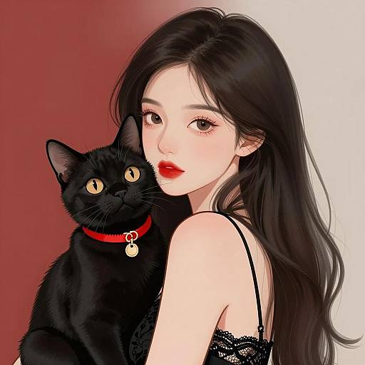 Captivating Portrait of a Woman and Cat