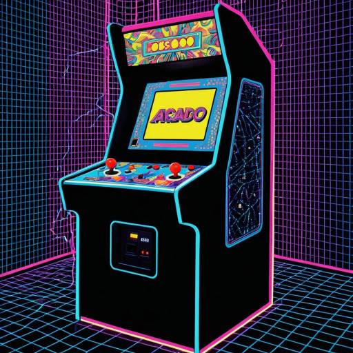 1980s Neon Arcade Machine Artwork