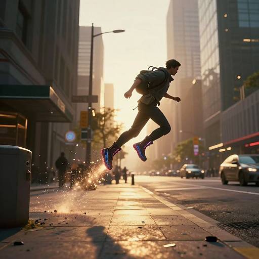 Cyberpunk Flight Above Urban Streets