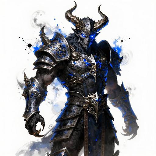 Menacing Horned Warrior Digital Art