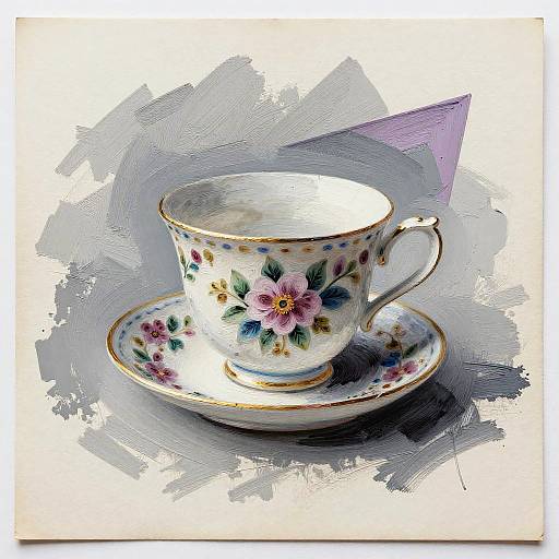 Vintage Paper Quilling Teacup Collage