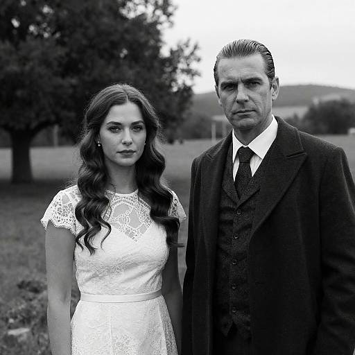 Elegant Outdoor Portrait in Black and White