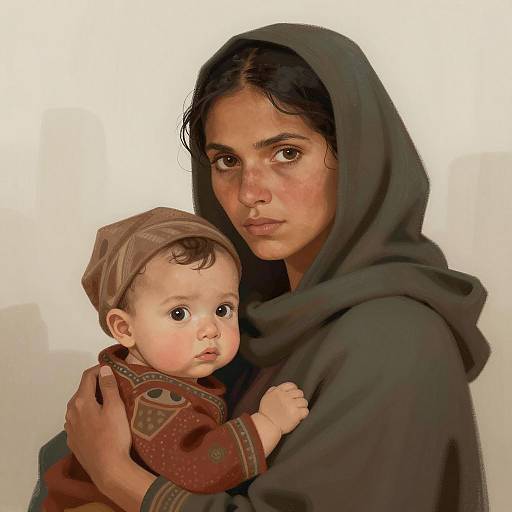Illustration of Woman Holding Baby