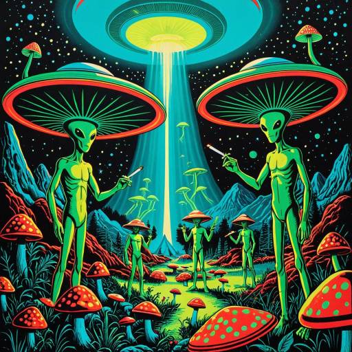 Trippy 70s Alien Scene Poster Art Trippy 70s Alien Scene Poster Art
