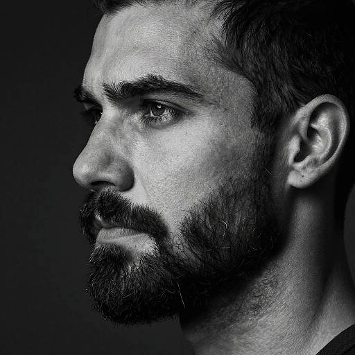 Masculine Black-and-White Beard Portrait