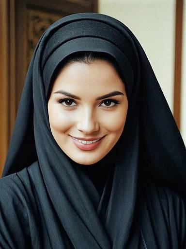 Woman with Subtle Smile in Abaya