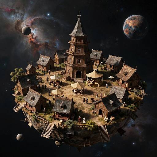 Renaissance Fair Village on Hovering Asteroid
