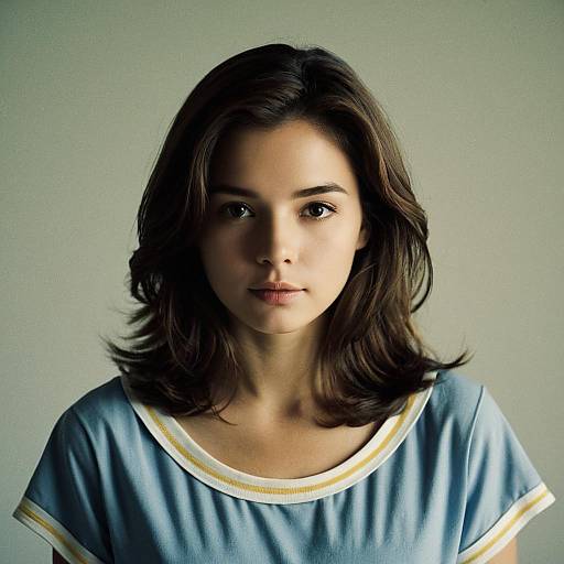 Portrait of Young Woman in Simple Movie Costume