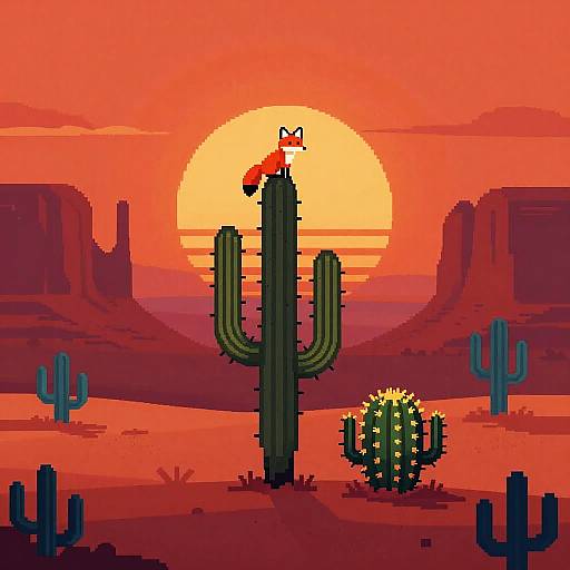 Pixel Art Desert Fox at Dusk