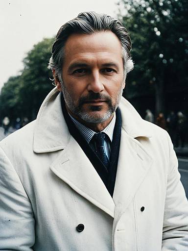 Man in White Coat Outdoor Portrait