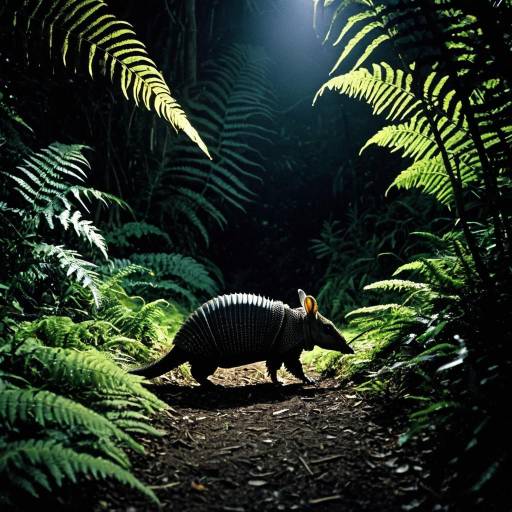 Armadillo on Moonlit Jungle Path