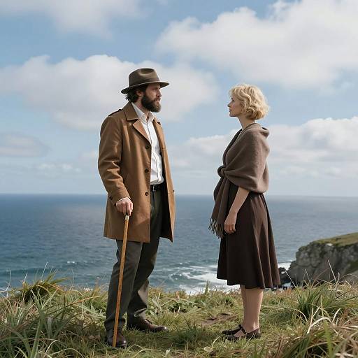 Coastal Couple in Brown Attire