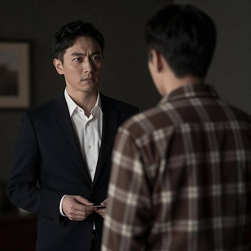 Serious Conversation Between Two Men Indoors