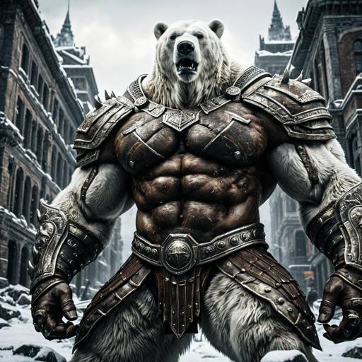 Muscular Titan Polar Bear in Ancient Armor