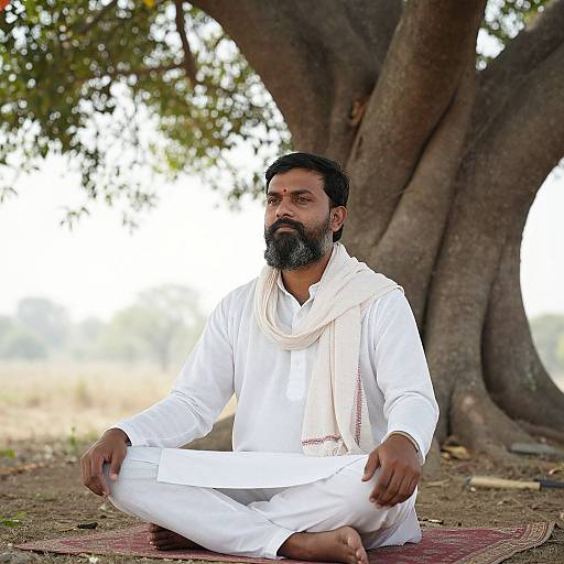 Serene Indian Men Under Banyan Tree