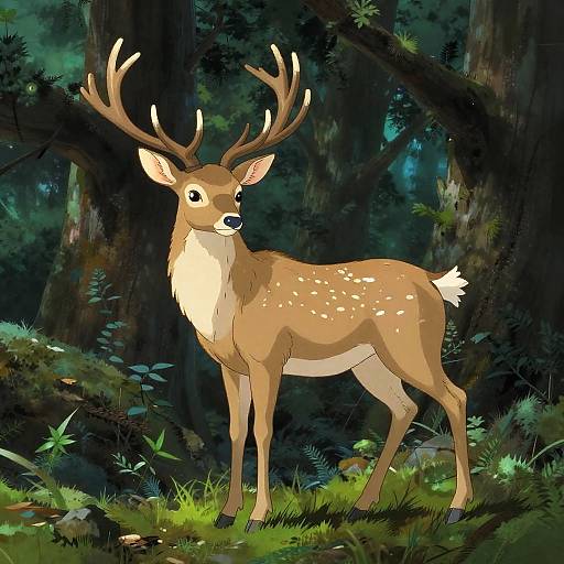 Studio Ghibli Style Forest Spirit Deer