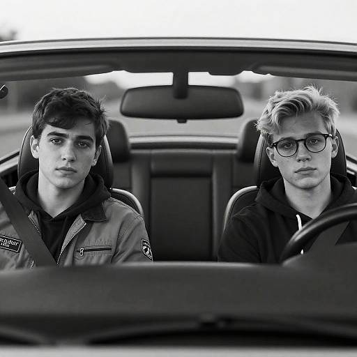 Vintage Convertible Mood: A Black and White Capture