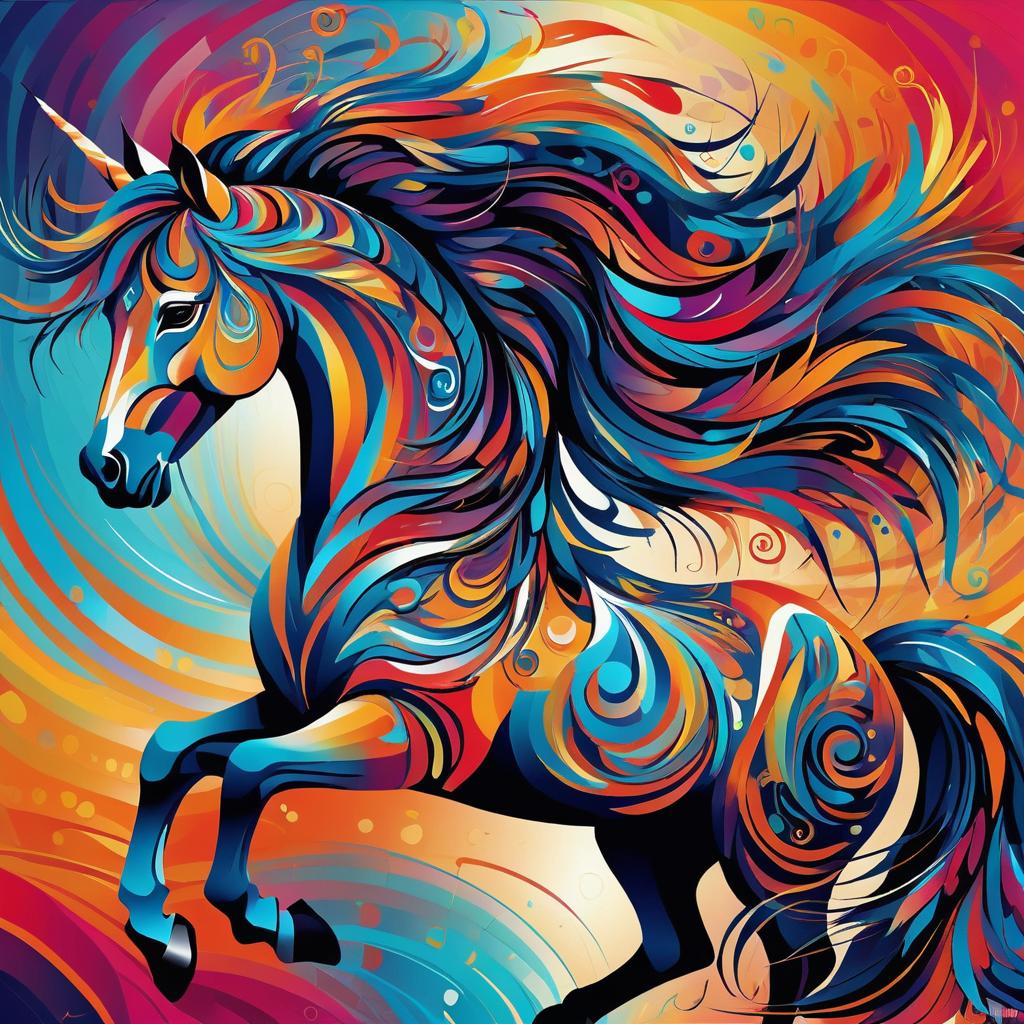 Vibrant Abstract Tribal Horse Art