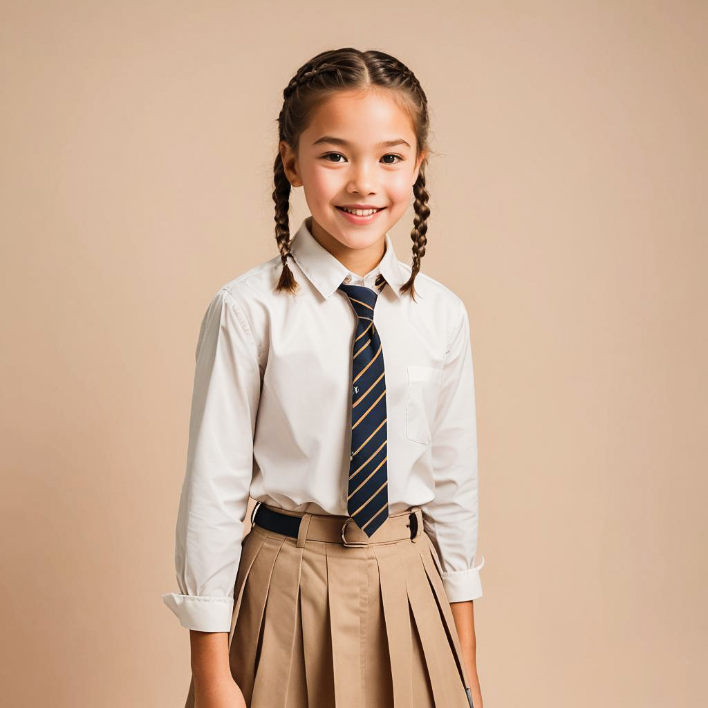 Excited Schoolgirl in Preppy Style Shoot