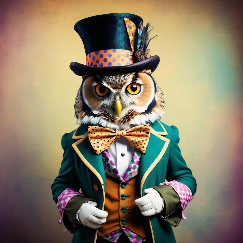 Whimsical Owl as The Mad Hatter