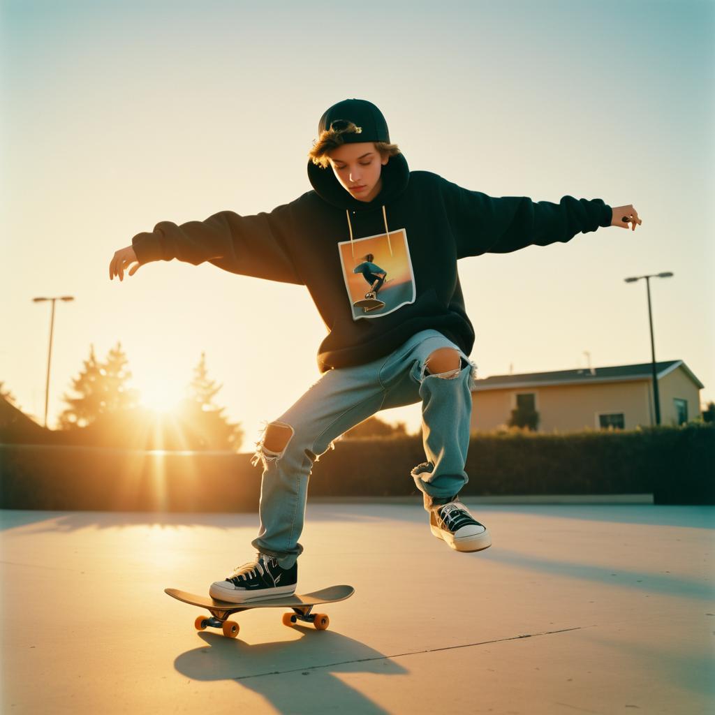 Vintage Skateboarding Photography at Golden Hour