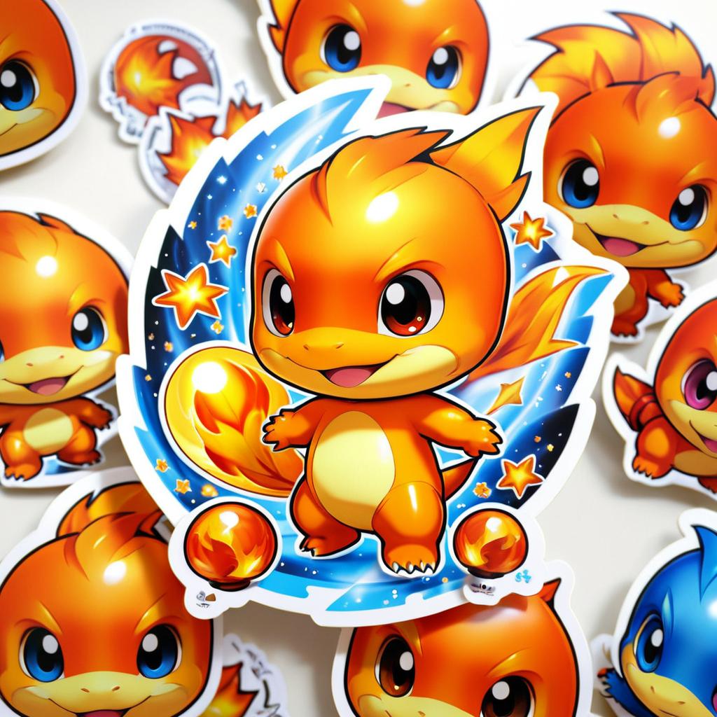 Adorable Charmander Superhero Sticker Design