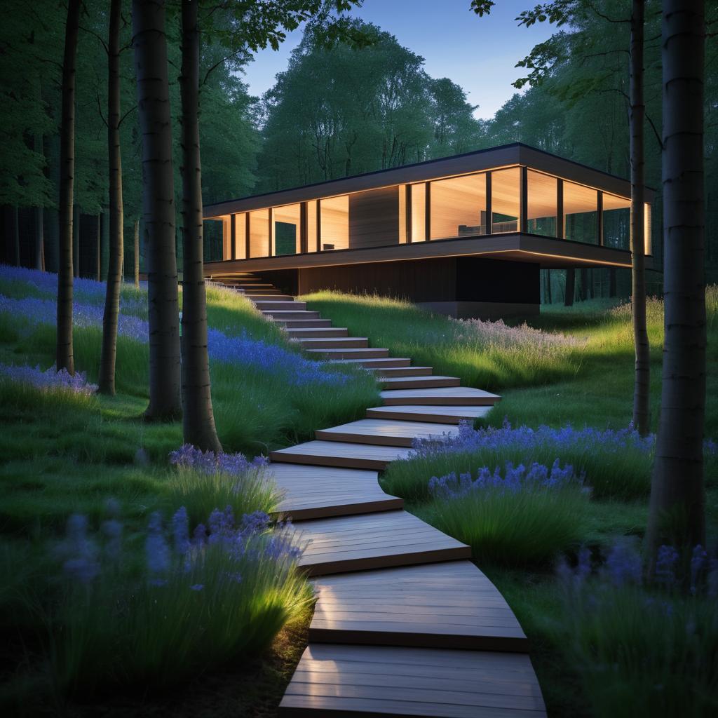 Serene Woodland Path to Modern Home