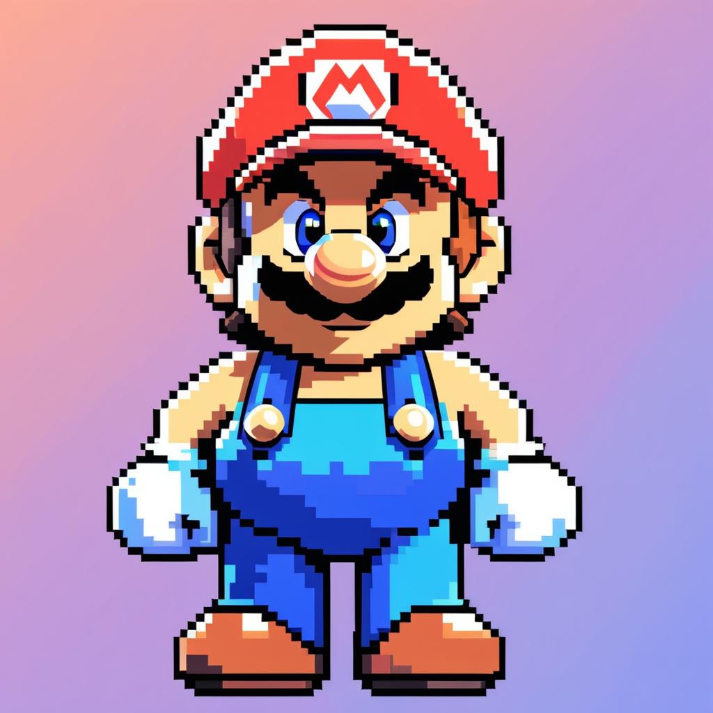 Pixel Art Mario in Pastel Colors