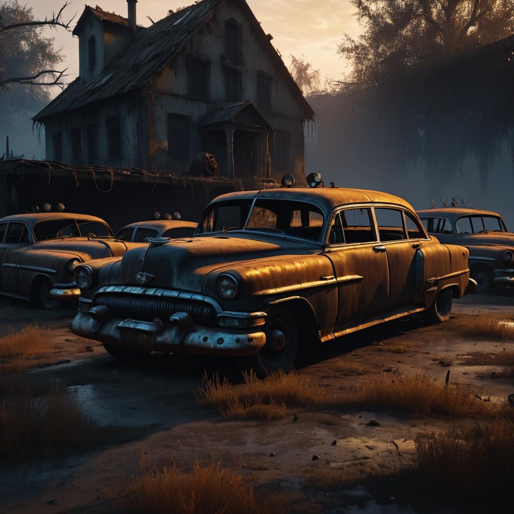 Hyper-Realistic Ghosts by an Old Car