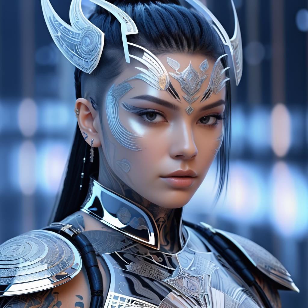 Ethereal Futuristic Warrior Portrait