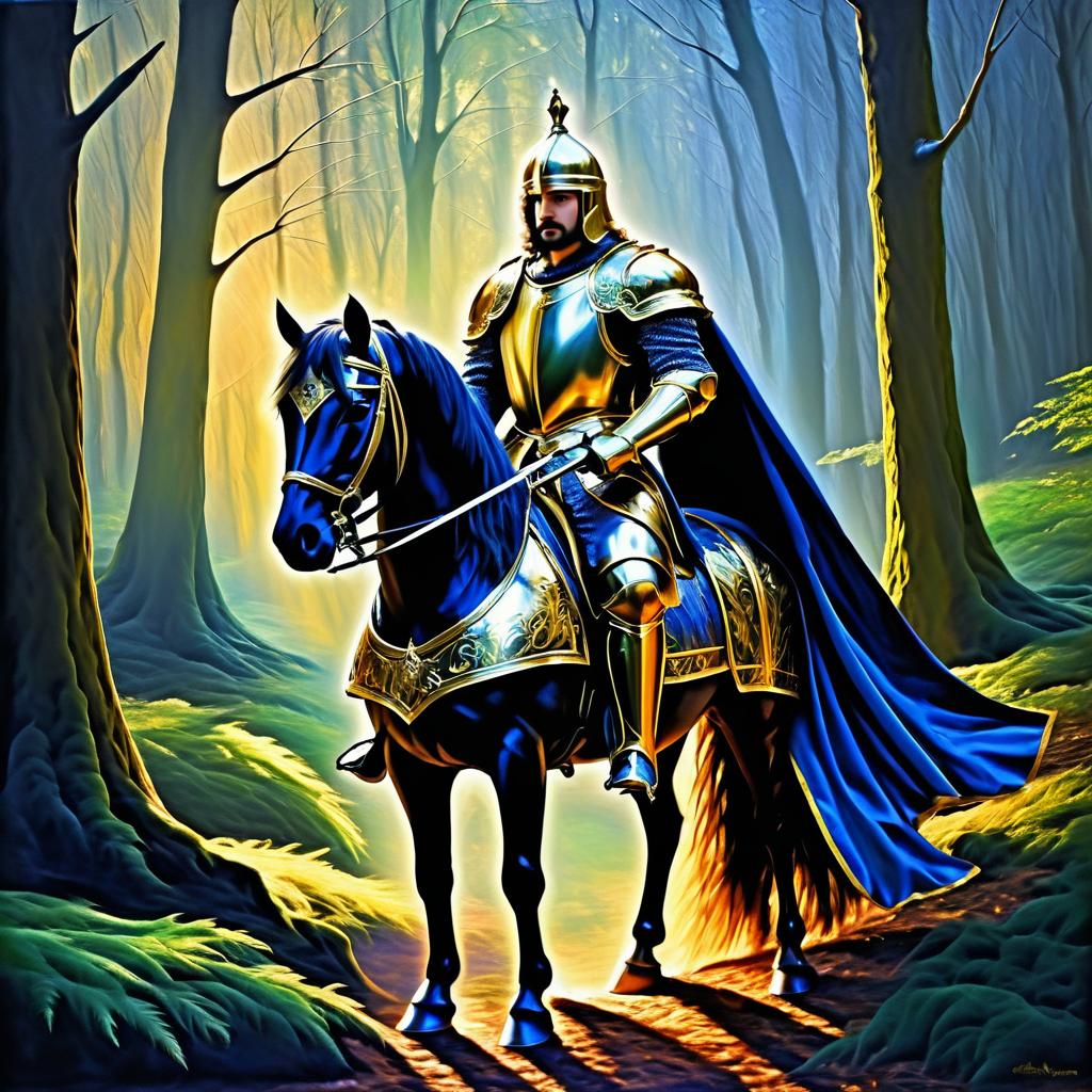 Noble Knight in Mystical Forest Painting