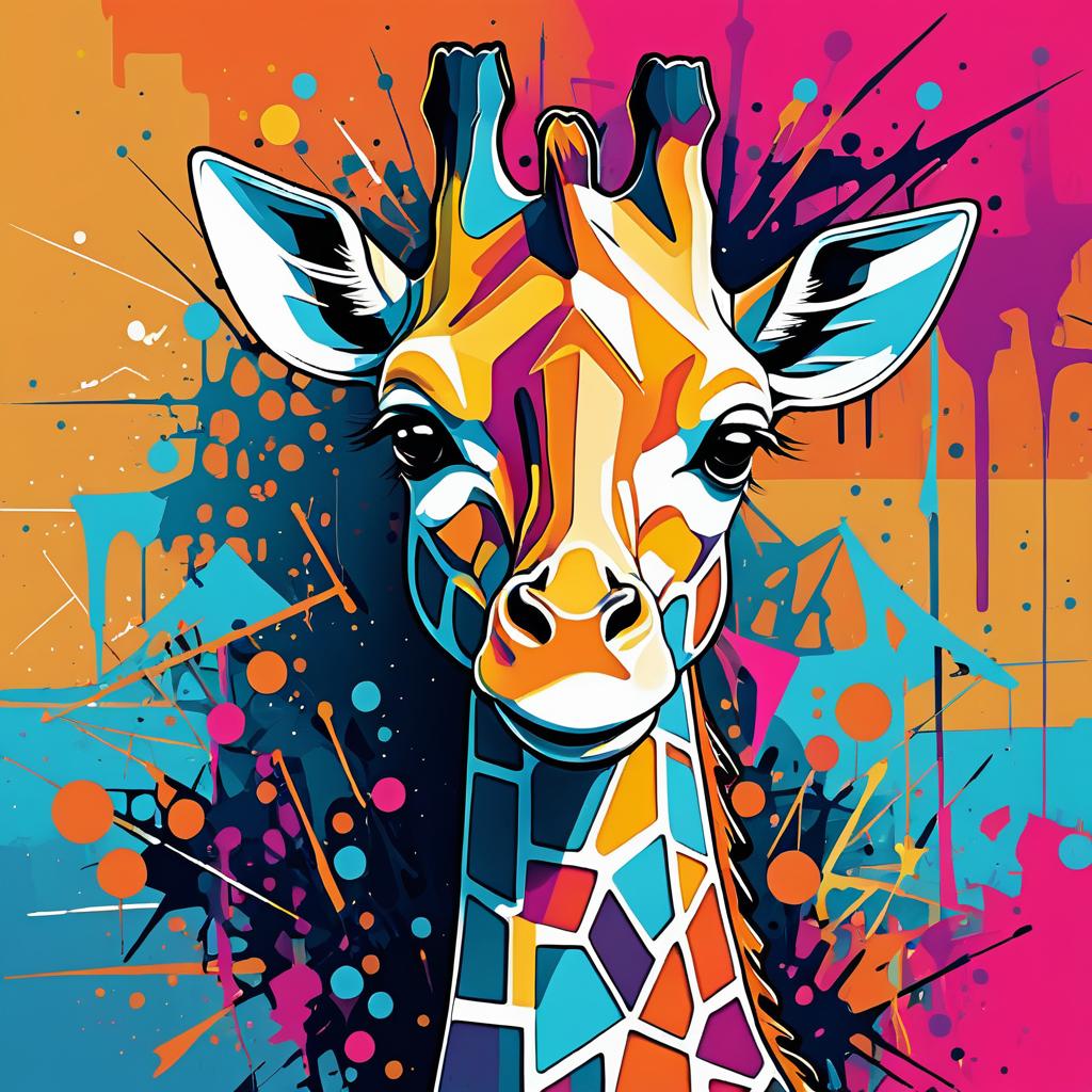 Abstract Giraffe with Graffiti Style