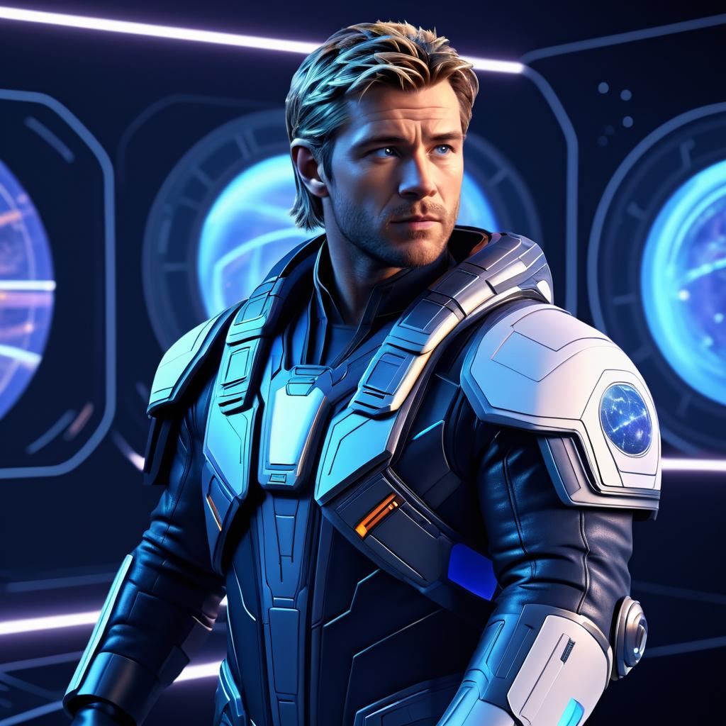 Rugged Space Pilot Chris Hemsworth Portrait