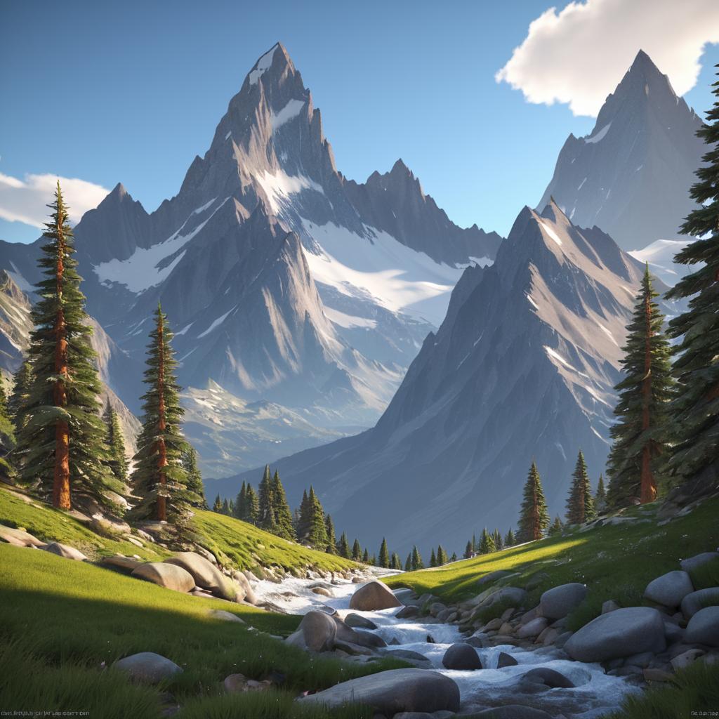 Vibrant Raytraced Mountain Landscapes