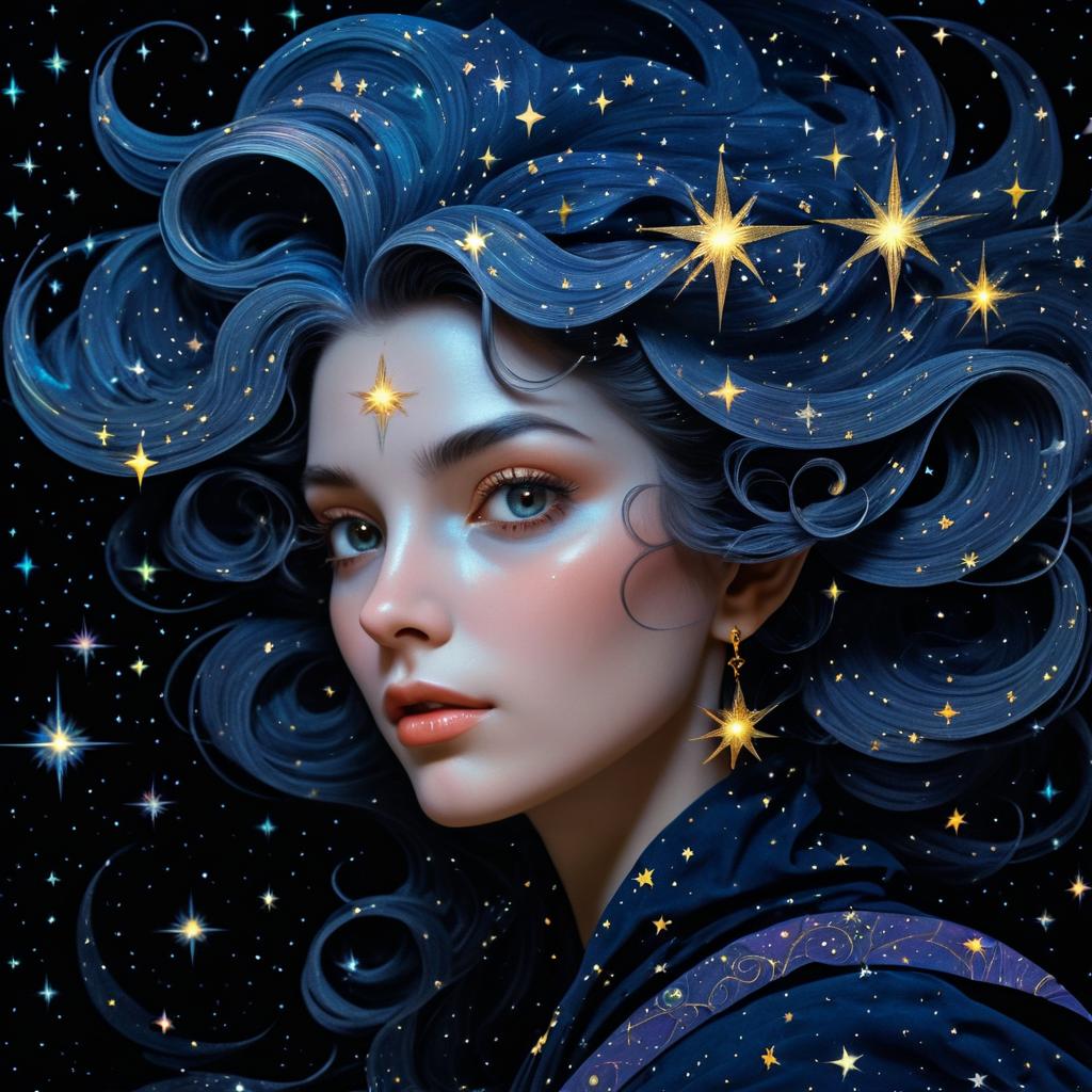 Cosmic Witch Portrait in Baroque Style