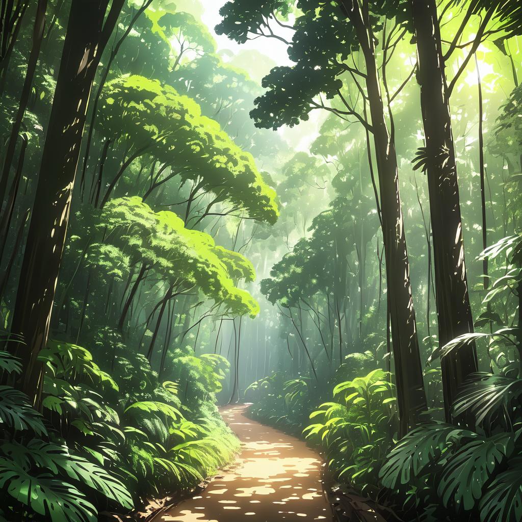 Serene Rainforest Canopy Illustration