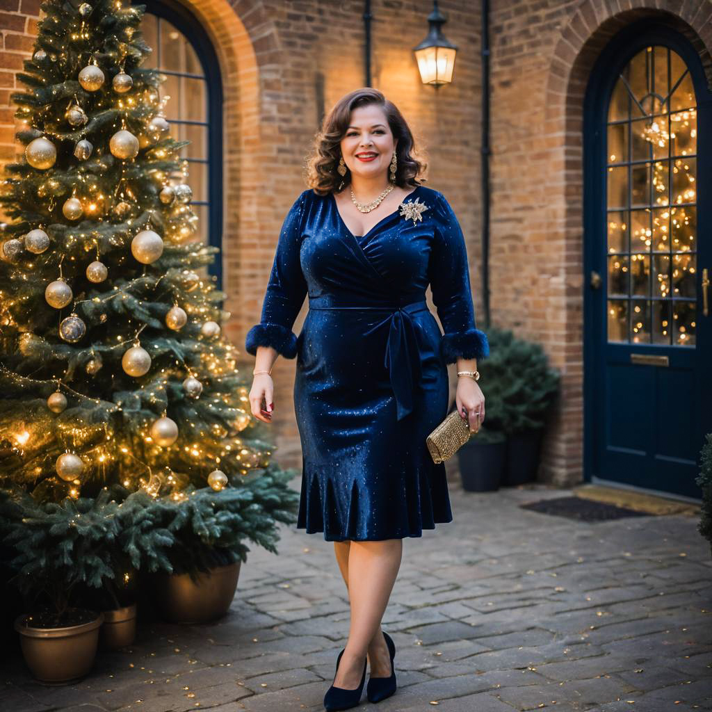 Elegant Curvy Woman at Christmas Party