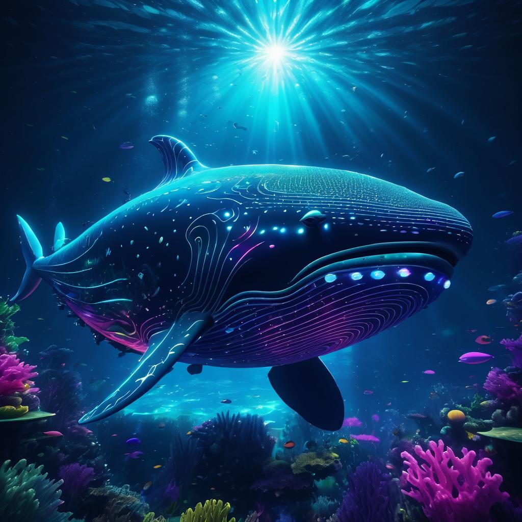 Vibrant Underwater Scene with Colossal Whale