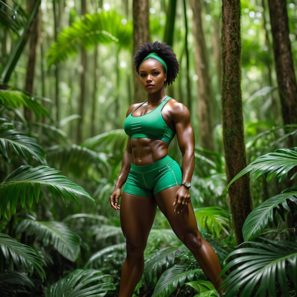 Strong Fit Woman in Lush Forest